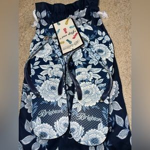 NWT Brighton Batik Flip Flop Navy/White